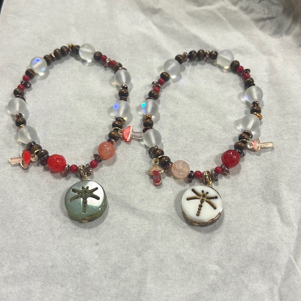 Handmade Mushroom Beaded Bracelet *read description*